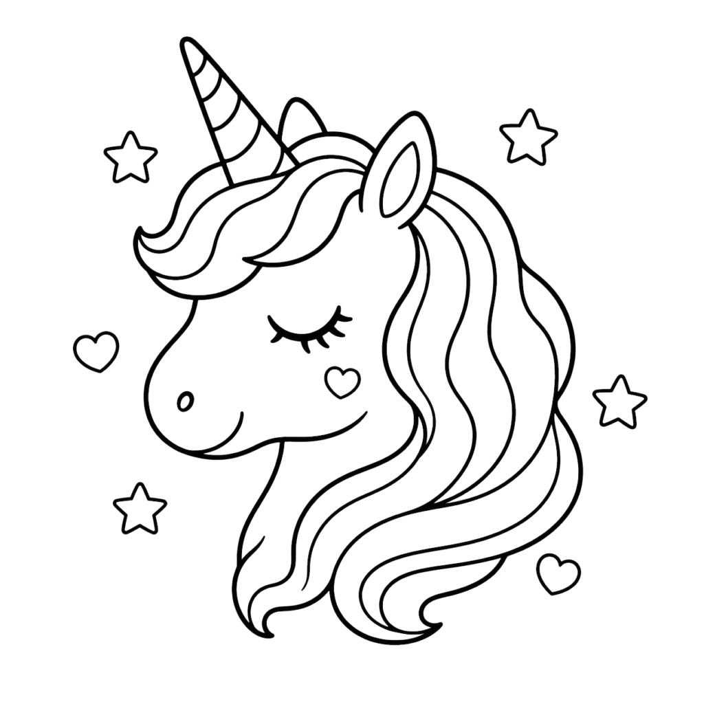 Unicorn coloring page for kids