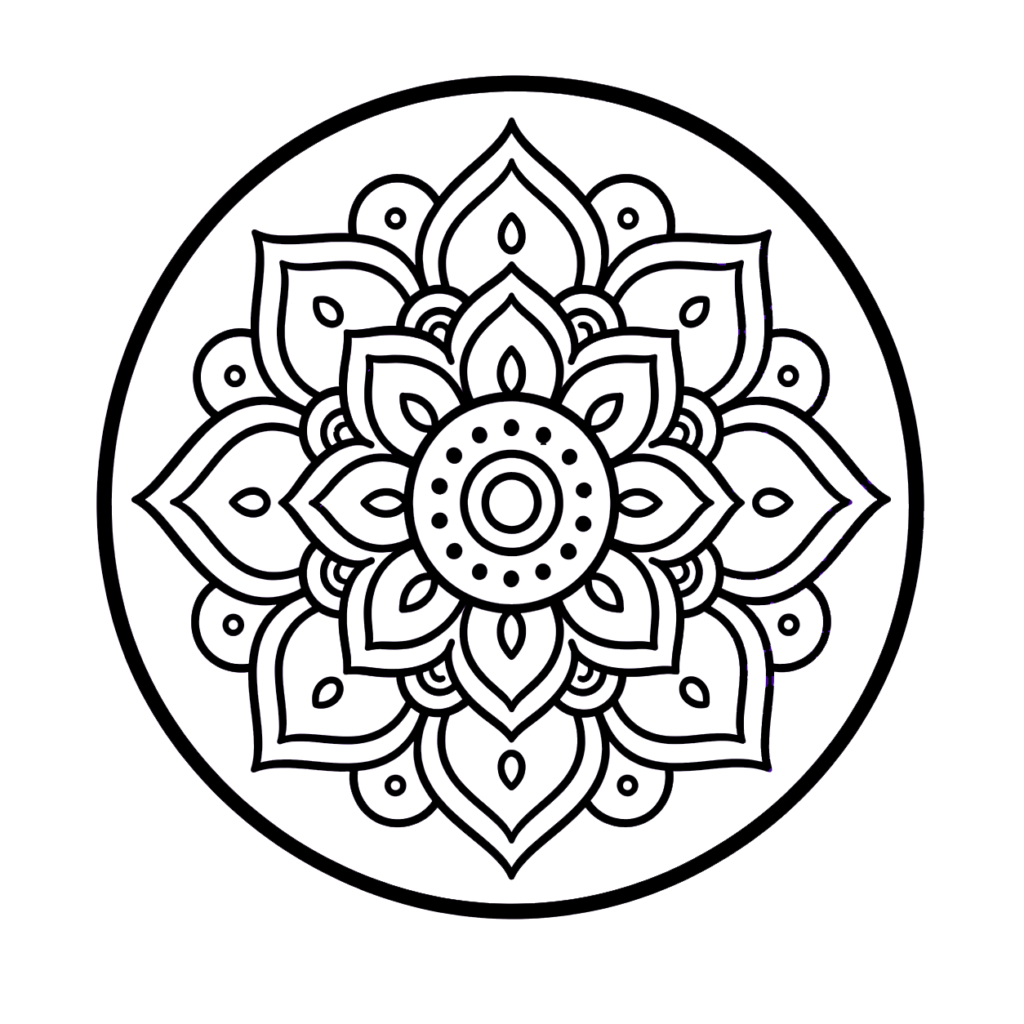 Beautiful mandala coloring design for kids and adults