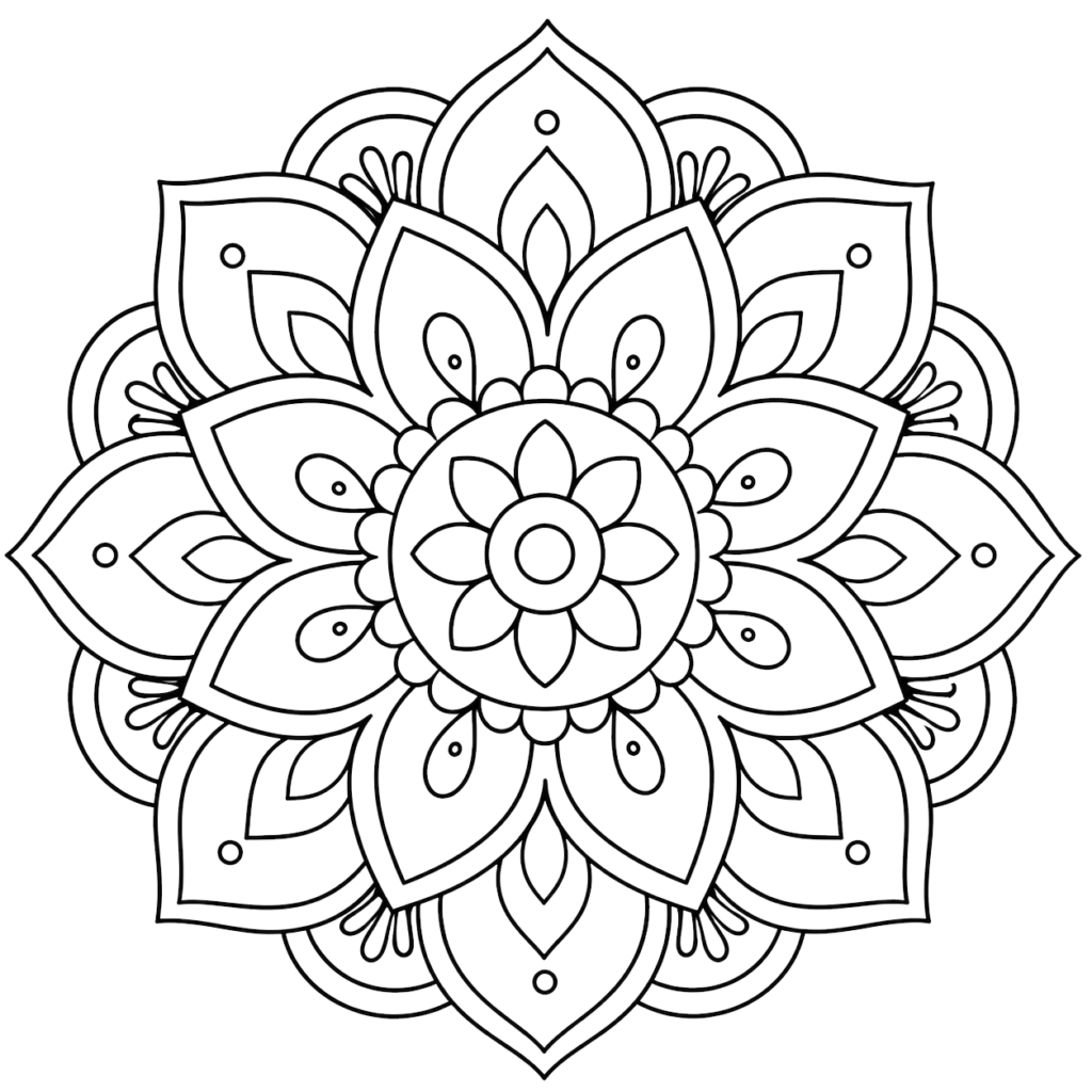 Simple mandala coloring page for kids and adults