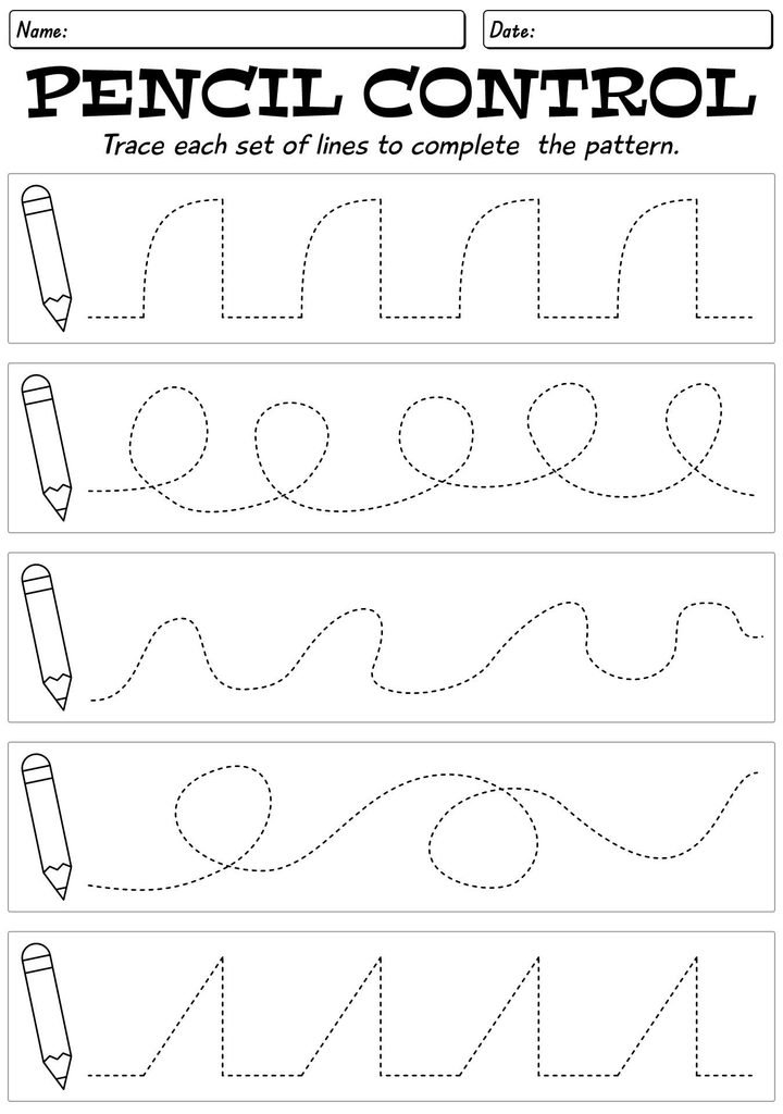 Printable shape tracing worksheet for preschool fine motor practice