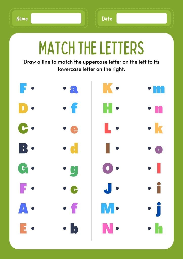 Alphabet matching games for preschoolers with uppercase and lowercase letters