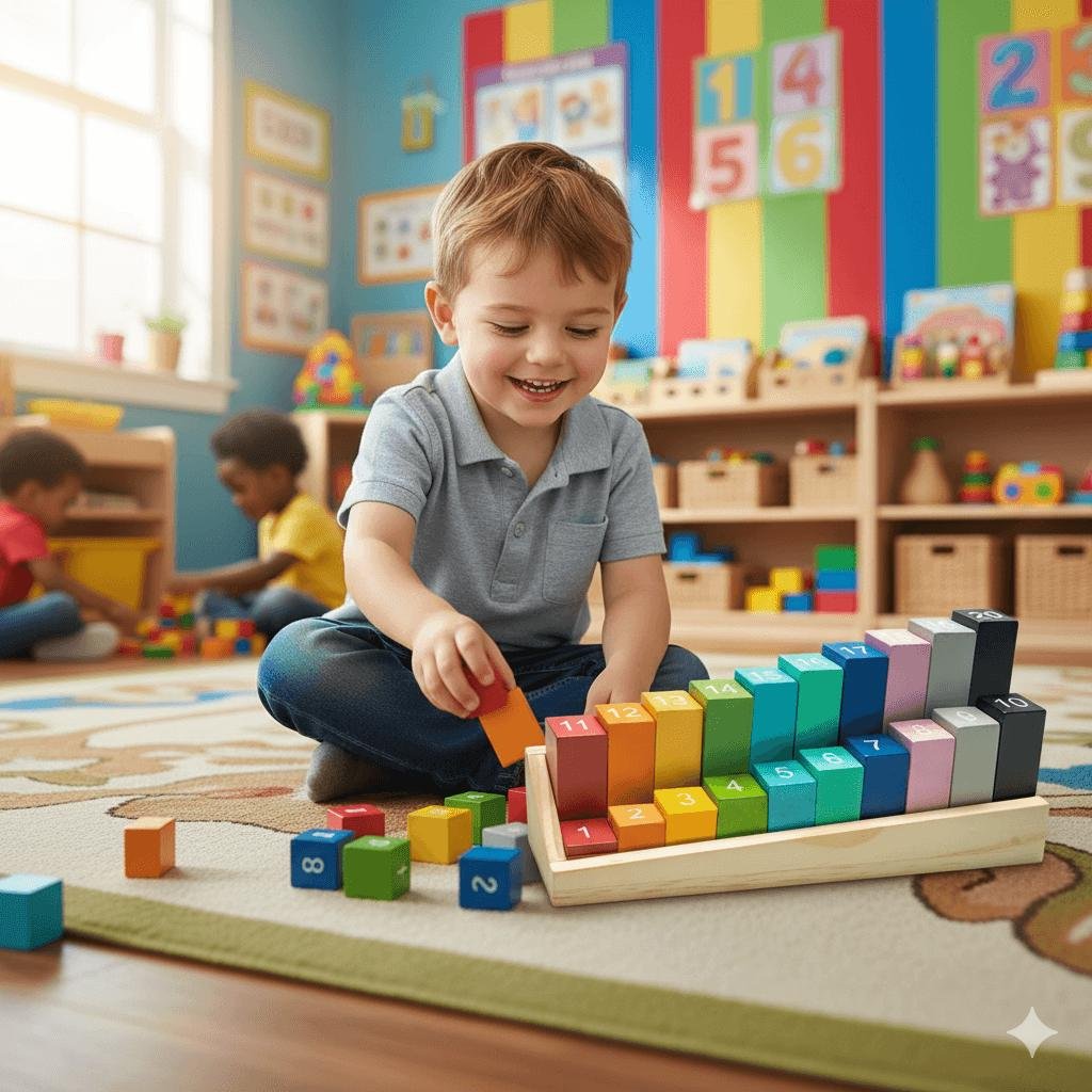 counting activity with colorful blocks