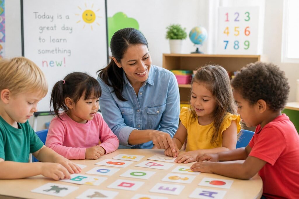 Preschool learning activities for 3–5 year old kids in a classroom